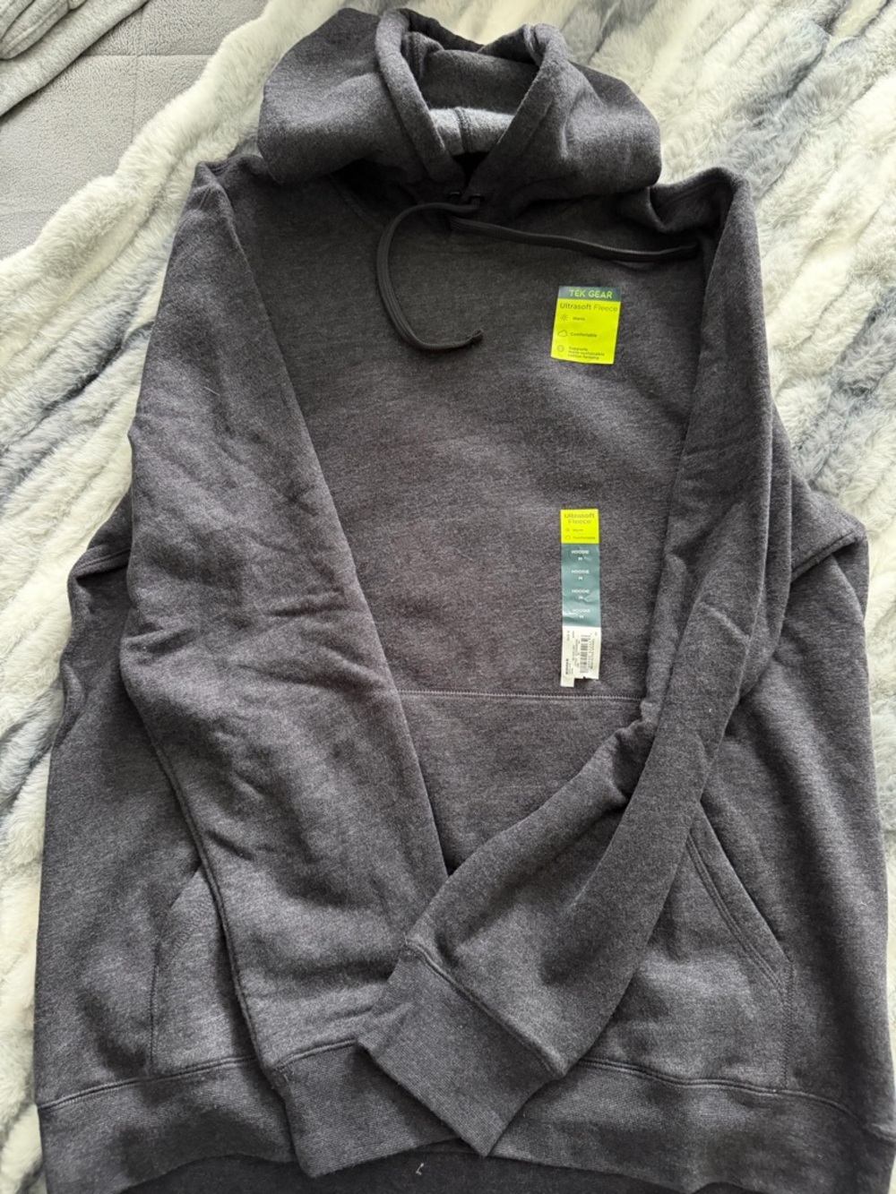 Tek Gear Ultra Soft Fleece Charcoal Gray Hooded Sweatshirt - Pullover Hoodie